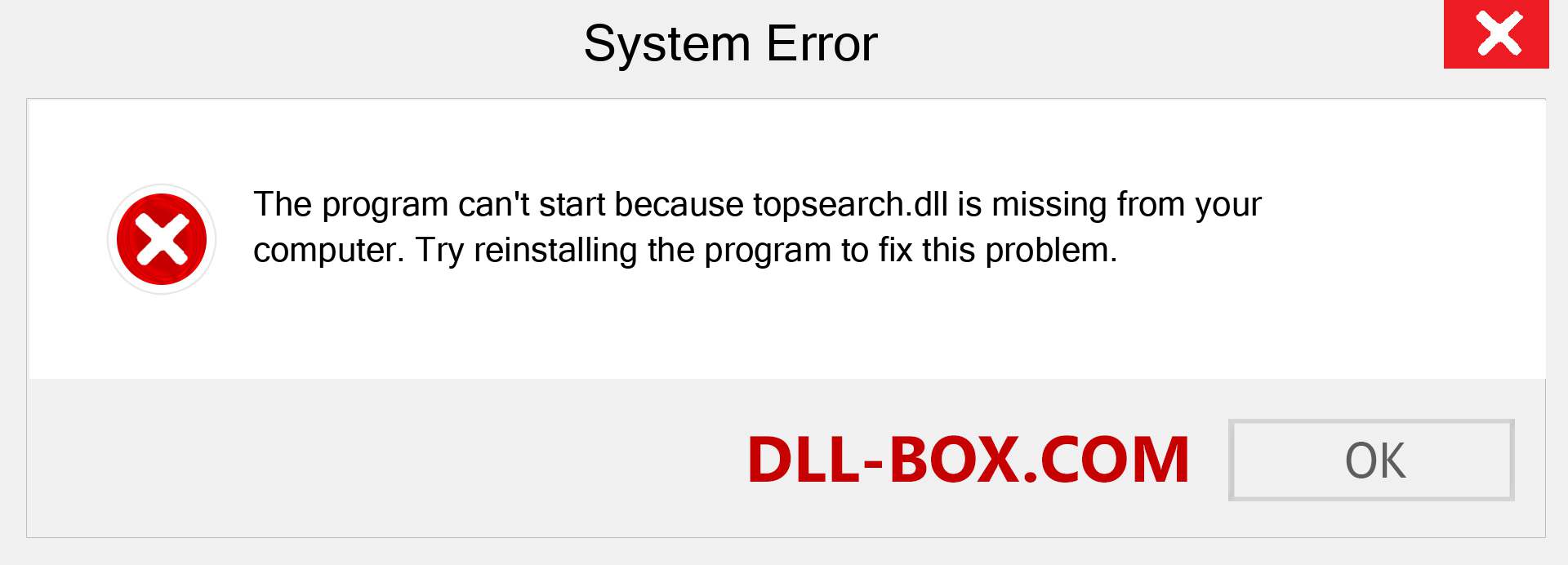  topsearch.dll file is missing?. Download for Windows 7, 8, 10 - Fix  topsearch dll Missing Error on Windows, photos, images